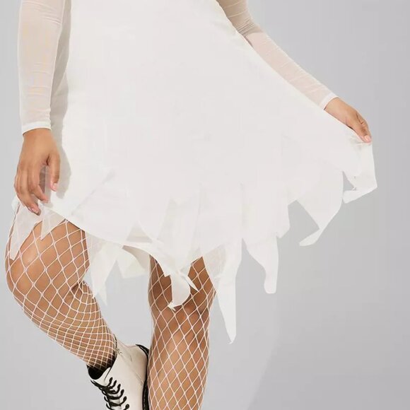 ❤️NWT VINTAGE TORRID ANGEL HALLOWEEN COSTUME MESH COSPLAY HANKY HEM DRESS PLUS - Picture 10 of 16